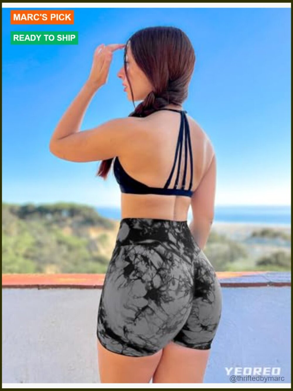 High Waisted Scrunch Biker Shorts - Seamless Contour Gym Shorts - Picture 2 of 7
